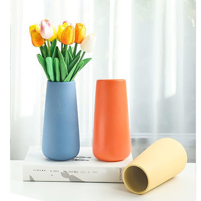 Valemoon Orange Ceramic Vase, 7.7" H, Minimalist Modern Home Decoration, Matte Design for Fireplace Bedroom Kitchen Living Room Centerpieces Office Desk, Fit for Holding Dried Flowers, Fresh Flowers - Image 4