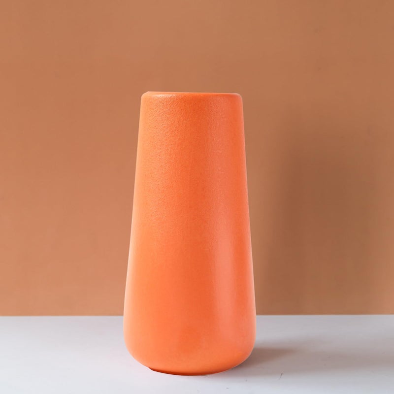 Valemoon Orange Ceramic Vase, 7.7" H, Minimalist Modern Home Decoration, Matte Design for Fireplace Bedroom Kitchen Living Room Centerpieces Office Desk, Fit for Holding Dried Flowers, Fresh Flowers - Image 1
