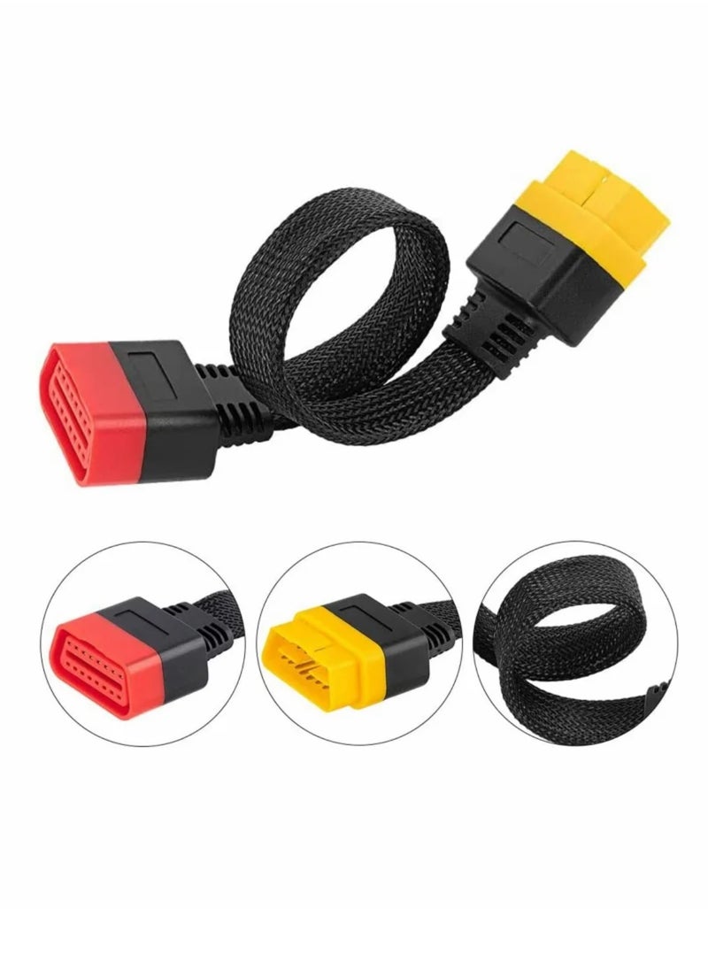 Generic OBD2 Extension Cable OBDII Extend Full 16Pin Male to Female for Car OBD Diagnostic Extender Cord Connector Reinforced Nylon Material 60CM/23.6Inch  - Image 1