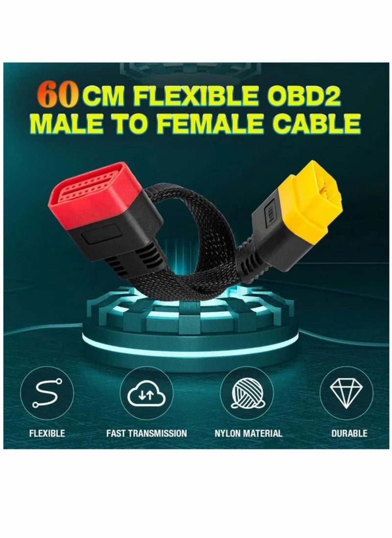 Generic OBD2 Extension Cable OBDII Extend Full 16Pin Male to Female for Car OBD Diagnostic Extender Cord Connector Reinforced Nylon Material 60CM/23.6Inch  - Image 3