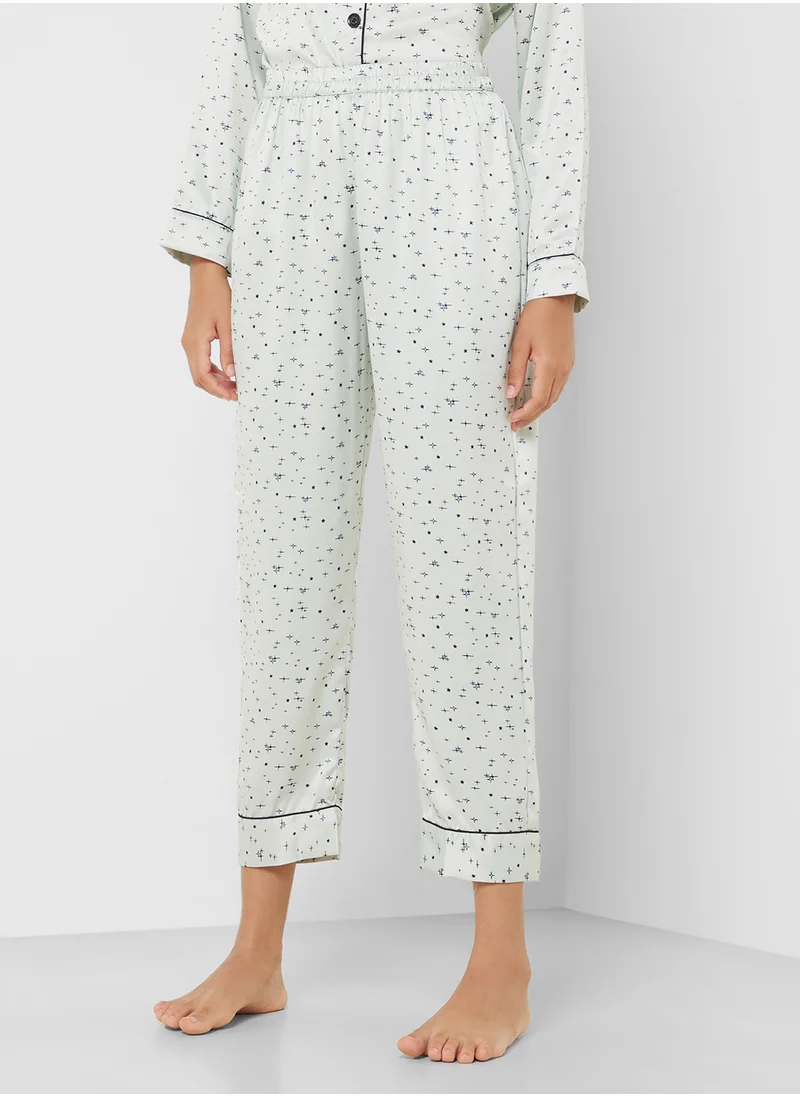 جينجر Satin Printed Shirt & Pjama Set