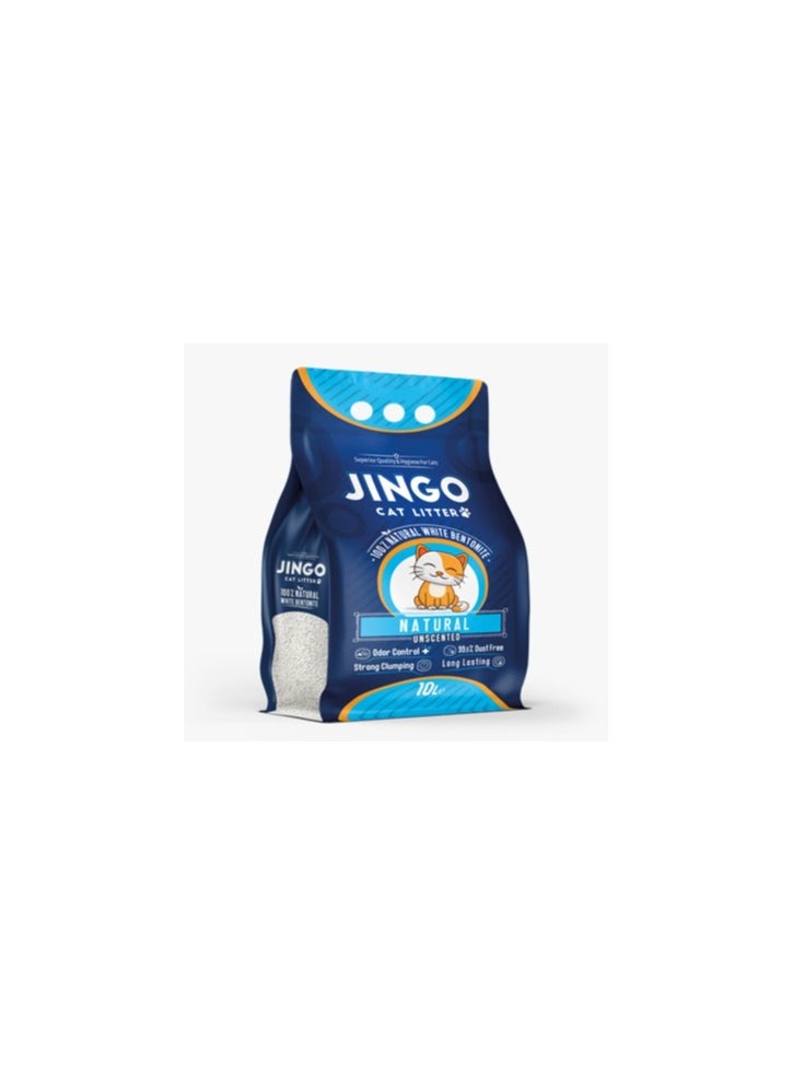 JINGO - Jingo cat litter 100% natural white bentonite natural 10 litr - Image 1