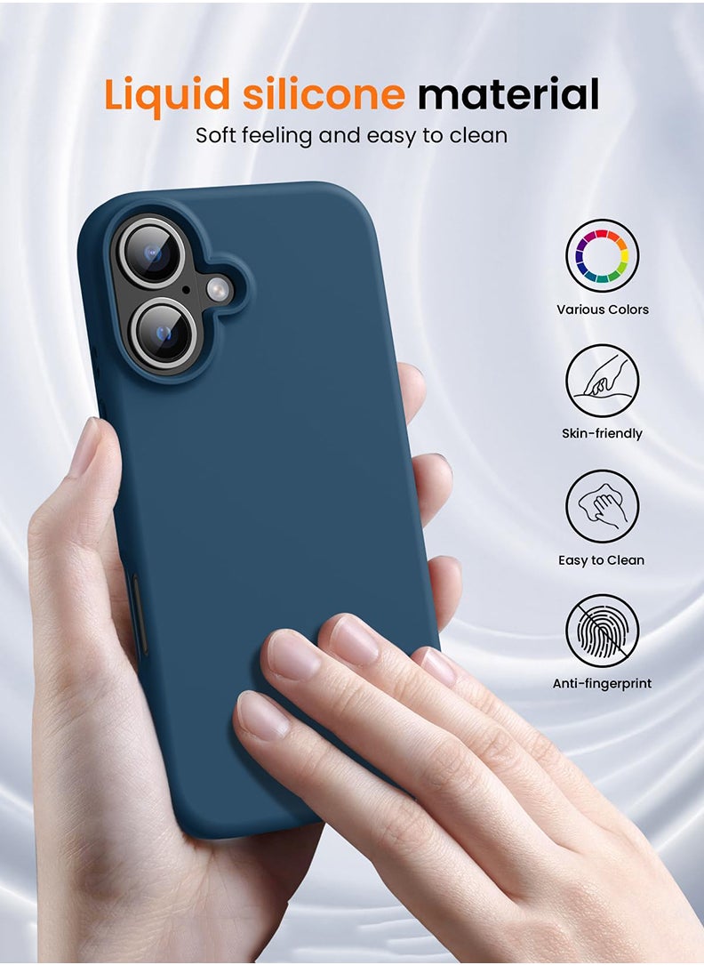Theodor iPhone 16 Blue Protective Slim Fit Case Liquid Silicone Cover with Full Body Protection Anti-Scratch Shockproof Case For iPhone - Anti social social club  - Image 2