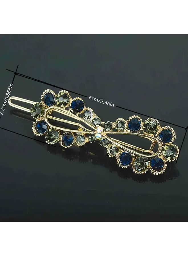 2 Champagne Powder Hair Clip Side Buckle Rhinestone Top Clip - Image 4