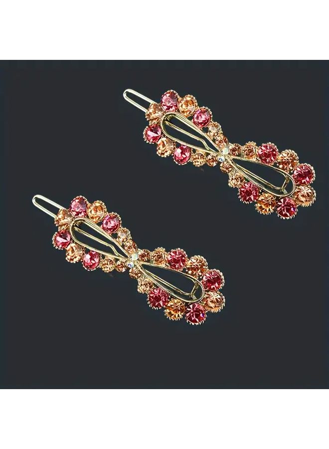 2 Champagne Powder Hair Clip Side Buckle Rhinestone Top Clip - Image 5