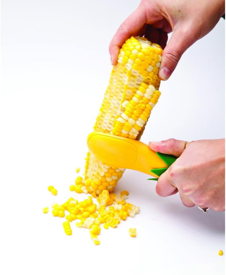 Joie Corn Cob Stripper Durable Stainless Steel Blades Secure Contoured Grip Compact Peeler Cuts in Both Directions to Remove Kernels Cute Kitchen Gadget Great Canning Tool - Image 2