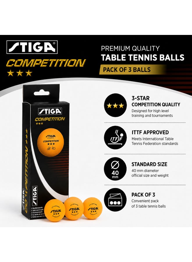 Stiga Competition Table Tennis Balls 3 Star ITTF Approved 40 mm Orange Ping Pong Balls Pack of 3 QQ12-4 - Image 4