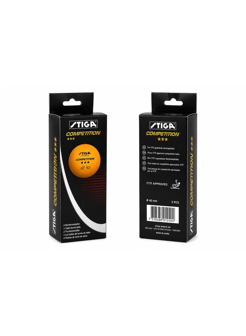 Stiga Competition Table Tennis Balls 3 Star ITTF Approved 40 mm Orange Ping Pong Balls Pack of 3 QQ12-4 - Image 2