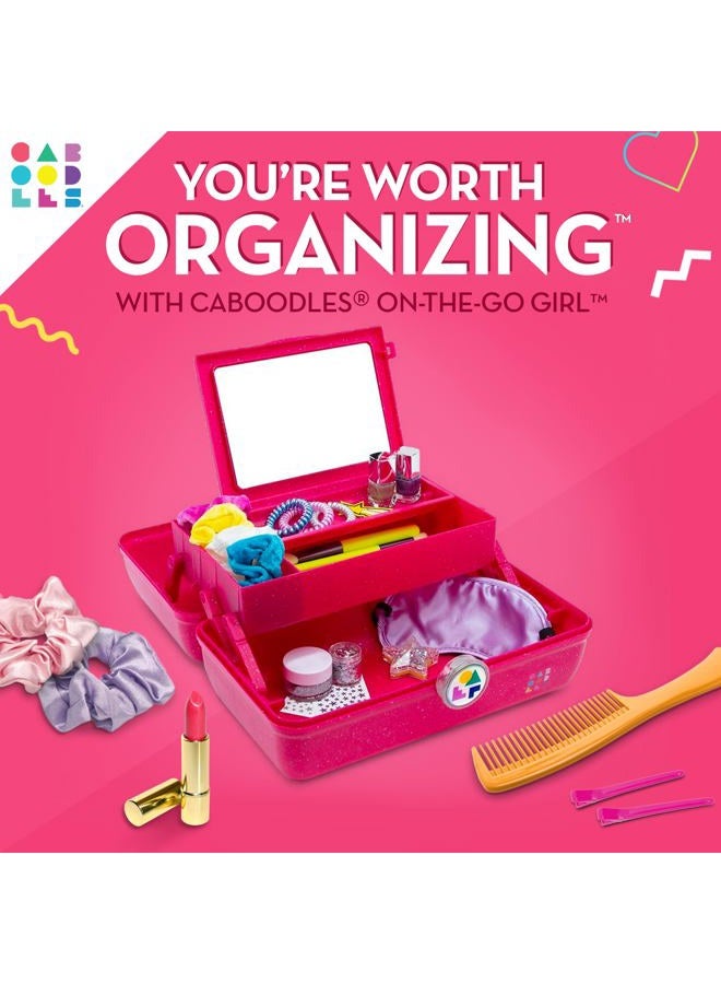 Caboodles on-the-go girl - shooting star | cosmetic organizer, make-up & accessory case, deep pink sparkle - Image 2