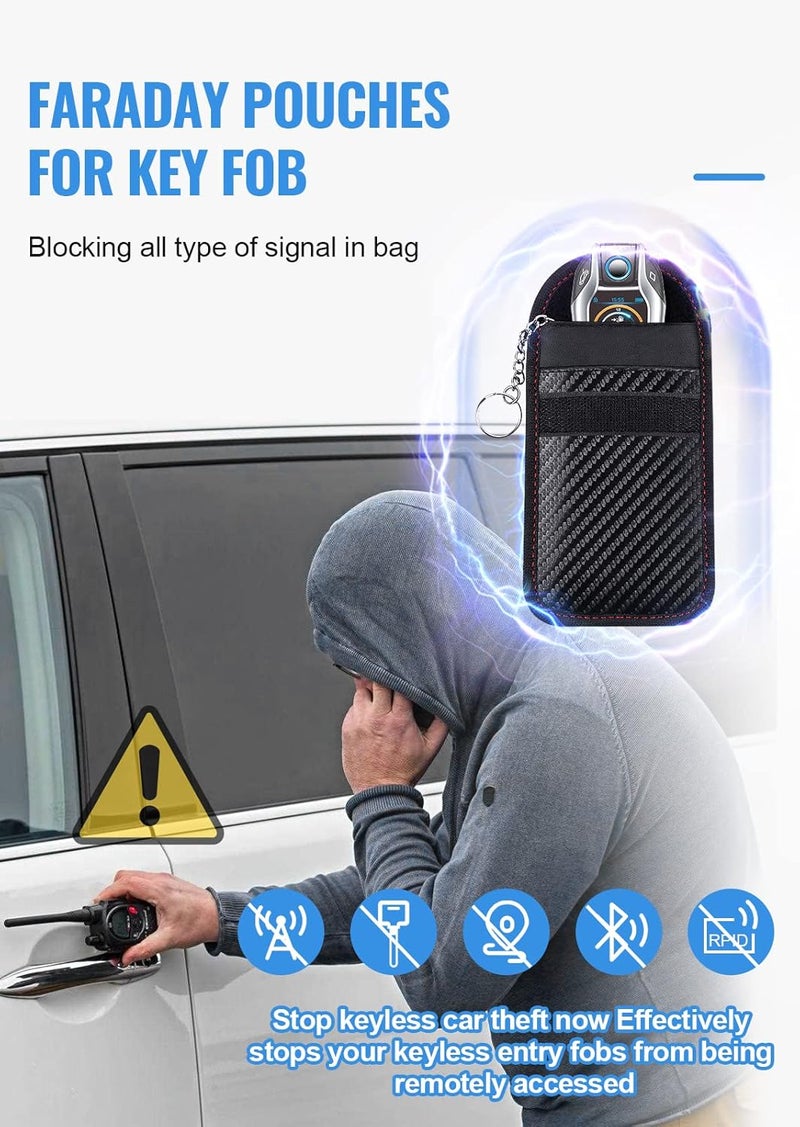 Lanpard Faraday Bag - 2 Pack Car Key Lock Case for Wireless Keys, Anti-theft RFID Blocking Pouch - Image 3