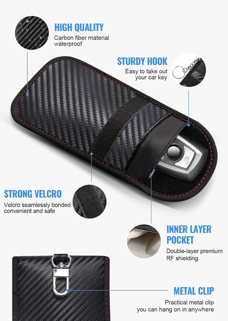 Lanpard Faraday Bag - 2 Pack Car Key Lock Case for Wireless Keys, Anti-theft RFID Blocking Pouch - Image 5