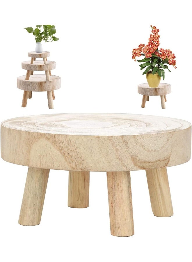 Horoof Home Horoof Home® Rustic Wooden Plant decor – Small Round Elevated Pot decor for Indoor & Outdoor Plants  - Image 1