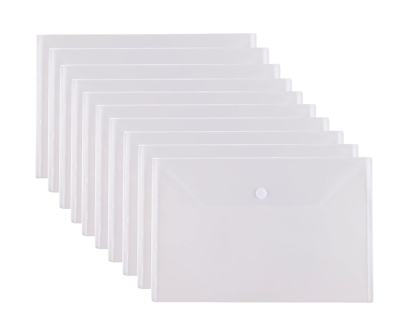 YESSART 11 x 17 Clear Large Plastic Envelopes Document File Storage Holder 10 Pack Hook Loop Closure - Image 1