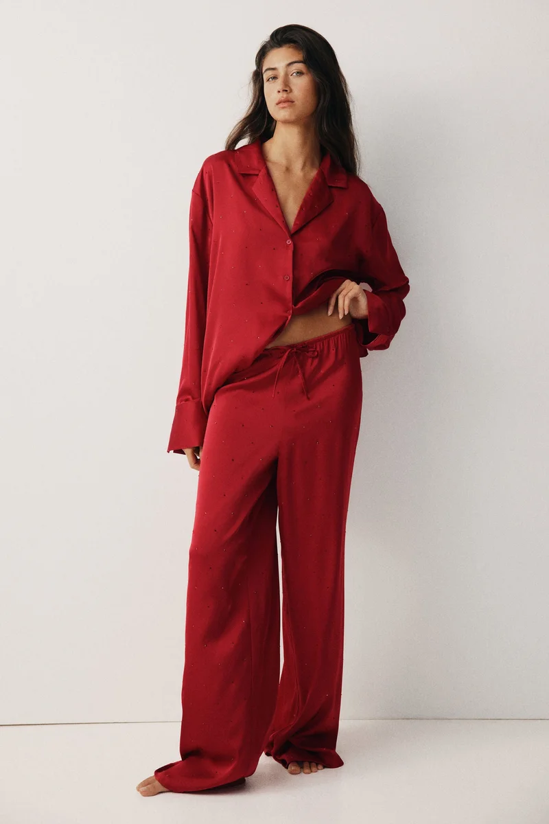H&M Embellished satin pyjama bottoms