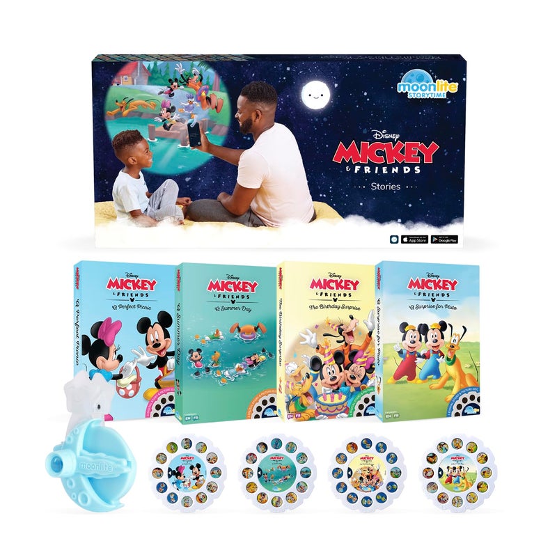 Moonlite Moonlite Storytime Mini Projector with 4 Mickey Mouse and Friends Stories, A Magical Way to Read Together, Digital Storybooks, Fun Sound Effects, Learning Gifts for Kids Ages 1 and Up  - Image 1