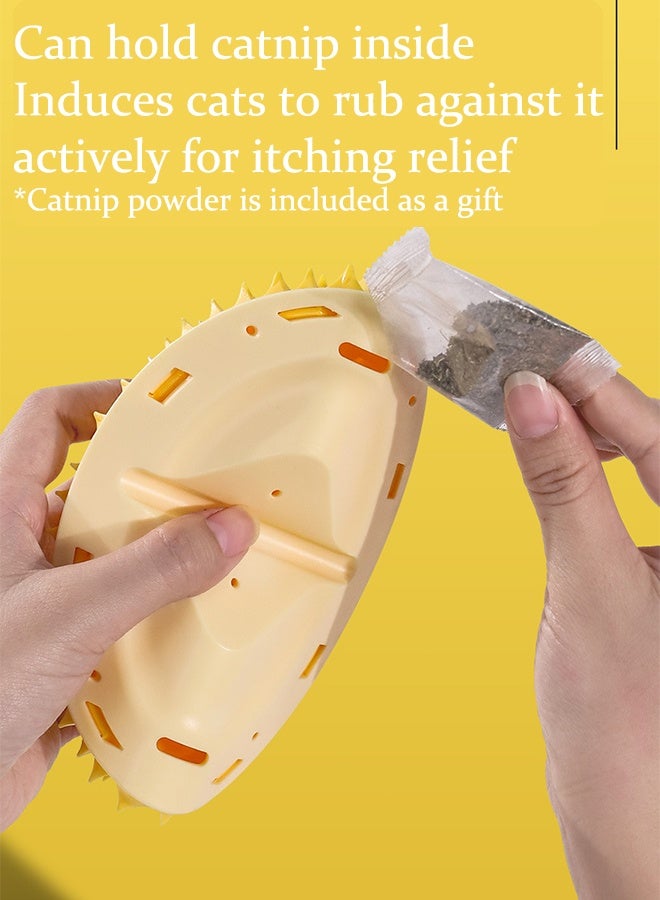 أداة خدش زاوية حائط القطط على شكل دوريان، أداة خدش الوجه، مشط تدليك، فرشاة تزيين، أداة للاستخدام الداخلي، فرو طويل وقصير، قطط وكلاب صغيرة، لون أصفر، قطعة واحدة - Image 3