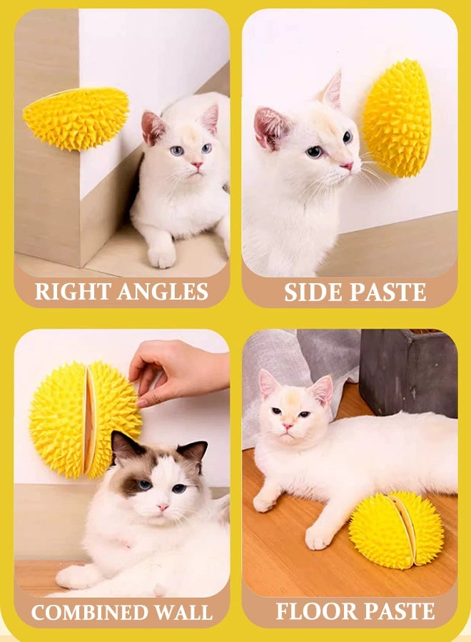 أداة خدش زاوية حائط القطط على شكل دوريان، أداة خدش الوجه، مشط تدليك، فرشاة تزيين، أداة للاستخدام الداخلي، فرو طويل وقصير، قطط وكلاب صغيرة، لون أصفر، قطعة واحدة - Image 2