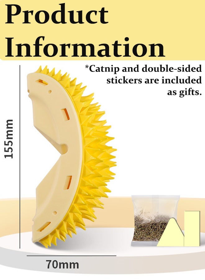 أداة خدش زاوية حائط القطط على شكل دوريان، أداة خدش الوجه، مشط تدليك، فرشاة تزيين، أداة للاستخدام الداخلي، فرو طويل وقصير، قطط وكلاب صغيرة، لون أصفر، قطعة واحدة - Image 5