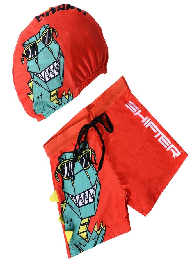 SHIFTER Swimming Costume Shorts for Kids With Cap | Anti-Fog Goggles | Silicone Cap | Earplugs Noseplugs Set | Combo Kit With Carry Duffle Gym Bag (6-7 Years) - Image 4
