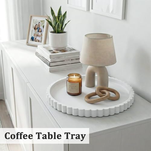 HighHerz Silicone Bathroom Countertop and Vanity Tray, Round Silicone Bathroom Tray, Modern Bathroom Decor, Coffee Table Decor, Decorative Tray for Candle, Perfume, Plants (White, 9 inch) - Image 4