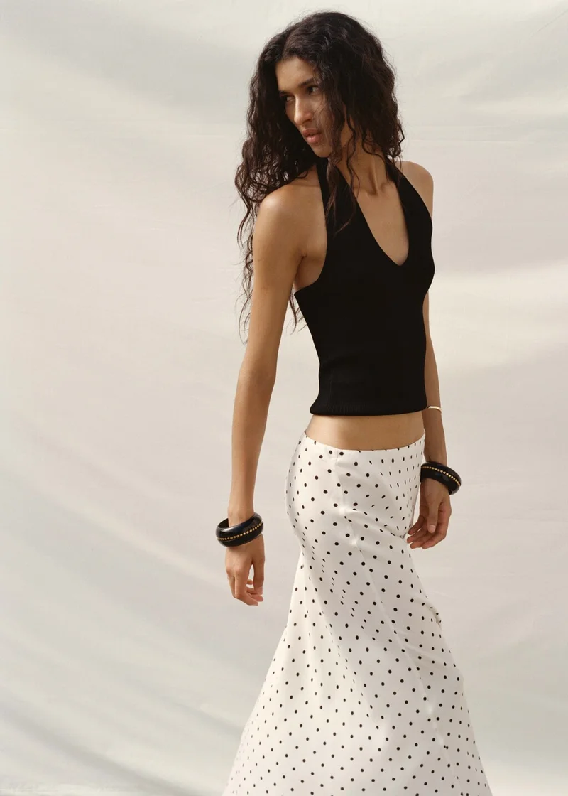مانجو Long polka-dot skirt