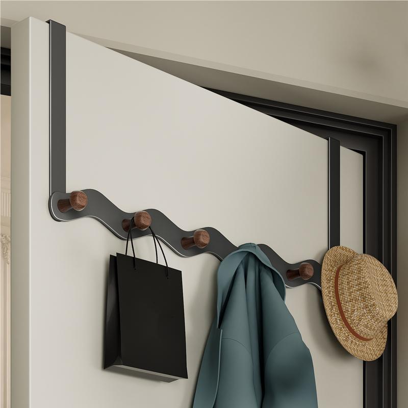 Wrought Iron Wave-Shaped Door-Mounted Coat Hook For Bedroom, No-Drill, Traceless, Door Storage And Organization Rack, Back-Of-Door Style - Image 5