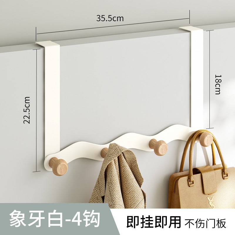 Wrought Iron Wave-Shaped Door-Mounted Coat Hook For Bedroom, No-Drill, Traceless, Door Storage And Organization Rack, Back-Of-Door Style - Image 1
