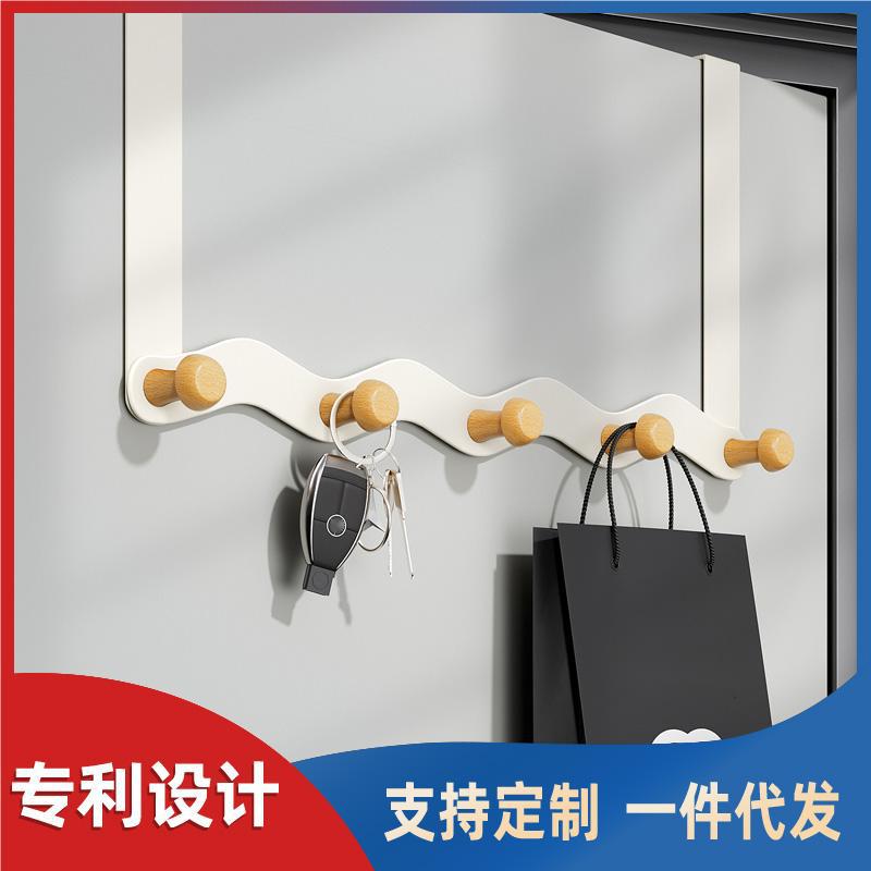 Wrought Iron Wave-Shaped Door-Mounted Coat Hook For Bedroom, No-Drill, Traceless, Door Storage And Organization Rack, Back-Of-Door Style - Image 2