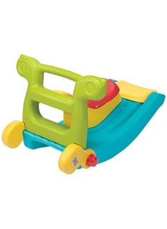 Rainbow Toys لعبة RBWTOYS 2 في 1 كرسي هزاز ملون قابل للركوب على شكل حصان هزاز للأطفال منزلق بلاستيكي RW-16415  - Image 2