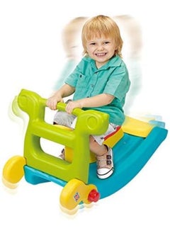 Rainbow Toys لعبة RBWTOYS 2 في 1 كرسي هزاز ملون قابل للركوب على شكل حصان هزاز للأطفال منزلق بلاستيكي RW-16415  - Image 5