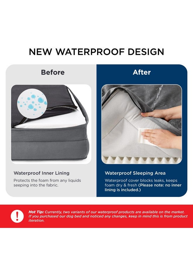 بيد شور سرير Bedsure Orthopedic للكلاب متوسطة الحجم - أسرّة أريكة للكلاب مقاومة للماء، سرير أريكة داعم للحيوانات الأليفة من الإسفنج مع غطاء قابل للإزالة والغسل، وبطانة مقاومة للماء وقاعدة مانعة للانزلاق، لون رمادي، 28 × 23 × 6.5 بوصة - Image 5
