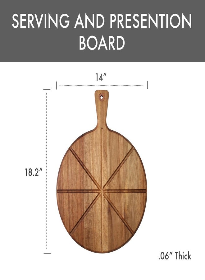 ديكساس لوح تقطيع بيتزا من خشب الأكاسيا من ديكساس، لوح دائري مقاس 14 بوصة مع أخاديد مدمجة لتقسيم الحصص، آمن للطعام وقابل للاستخدام على الوجهين - Image 3