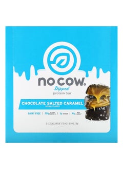 No Cow No Cow, Dipped Protein Bar, Chocolate Salted Caramel, 12 Bars, 2.12 oz (60 g) Each  - Image 1