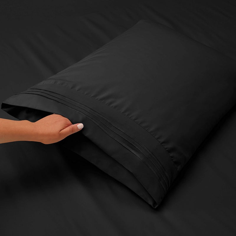 Nestl Nestl RV Short Queen Sheet Set - 4 Piece Bed Sheets for RV Short Queen Size Bed  Deep Pocket  Hotel Luxury  Extra Soft  Breathable and Cooling  Black RV Short Queen Size Sheets  - Image 3