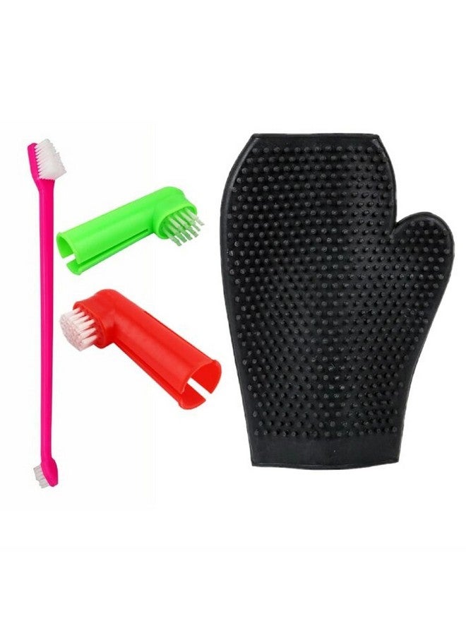 PET Cleaning Dental Toothbrush 3 In 1 With Dog Shower Grooming Bathing Glove (Colour May Be Vary) - Image 1