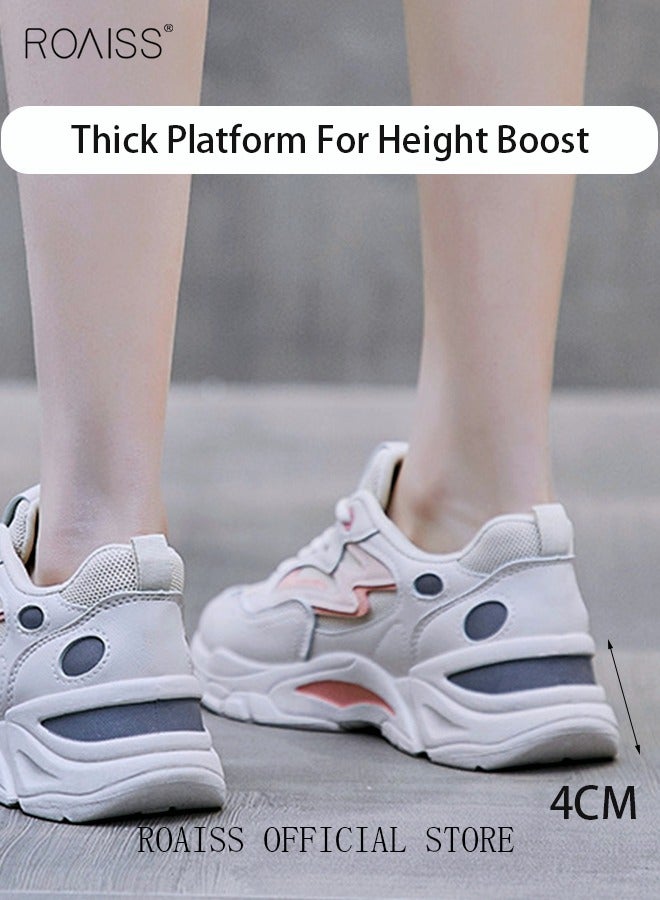 roaiss Women Stylish Chunky Sneakers, Lace up Non Slip Platform Shoes, Versatile Low Top Sneakers, Casual Comfy Sports Shoes for Ladies, Suitable for Daily Wear and Outdoor Activities - Image 5