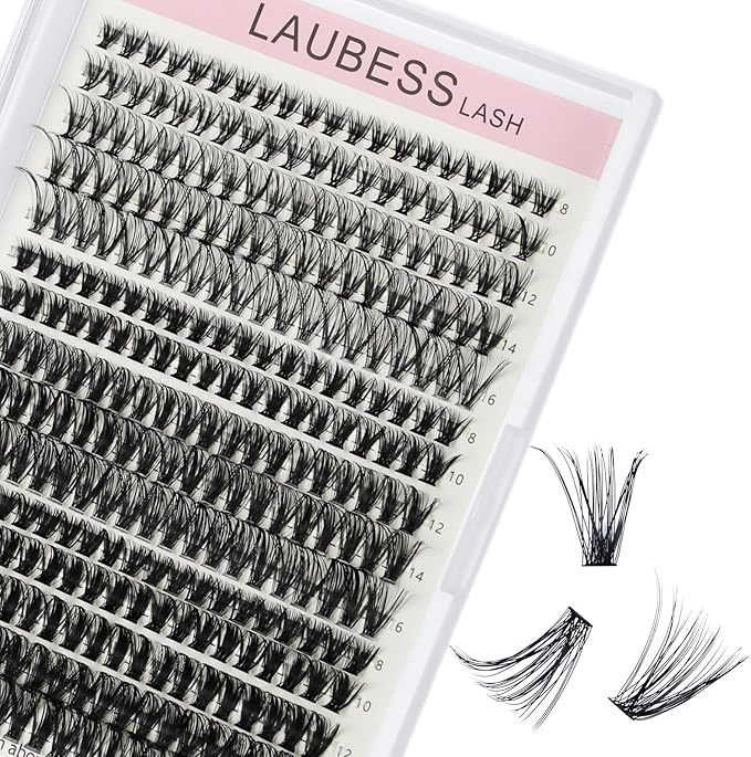LAUBESS Cluster Lashes 300 Pcs Individual Lashes LAUBESS Lash Clusters False Eyelashes Individual Cluster Eyelash Extensions Eyelash Clusters DIY Lash Extension Kit 40D007C815mm - Image 1