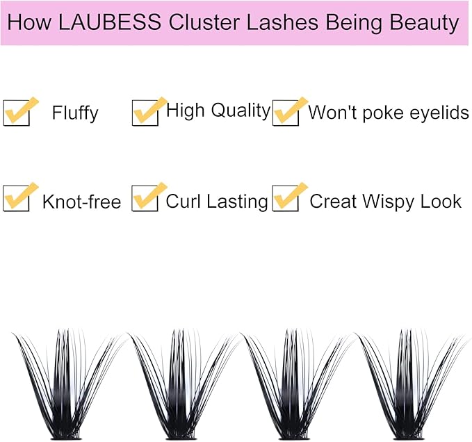 LAUBESS Cluster Lashes 300 Pcs Individual Lashes LAUBESS Lash Clusters False Eyelashes Individual Cluster Eyelash Extensions Eyelash Clusters DIY Lash Extension Kit 40D007C815mm - Image 4