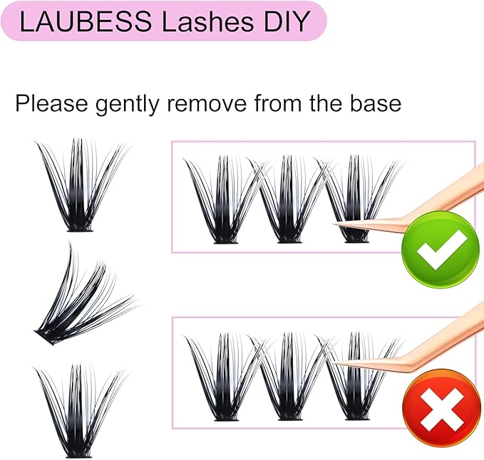 LAUBESS Cluster Lashes 300 Pcs Individual Lashes LAUBESS Lash Clusters False Eyelashes Individual Cluster Eyelash Extensions Eyelash Clusters DIY Lash Extension Kit 40D007C815mm - Image 3
