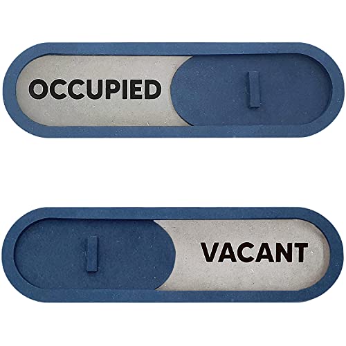 GEEKBEAR Vacant Occupied Slider Door Sign for Home Office - Premium MDF, 7.5 x 2.2 in (Blue) - Image 1