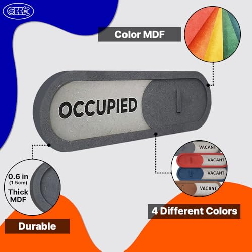 GEEKBEAR Vacant Occupied Slider Door Sign for Home Office - Premium MDF, 7.5 x 2.2 in (Blue) - Image 4