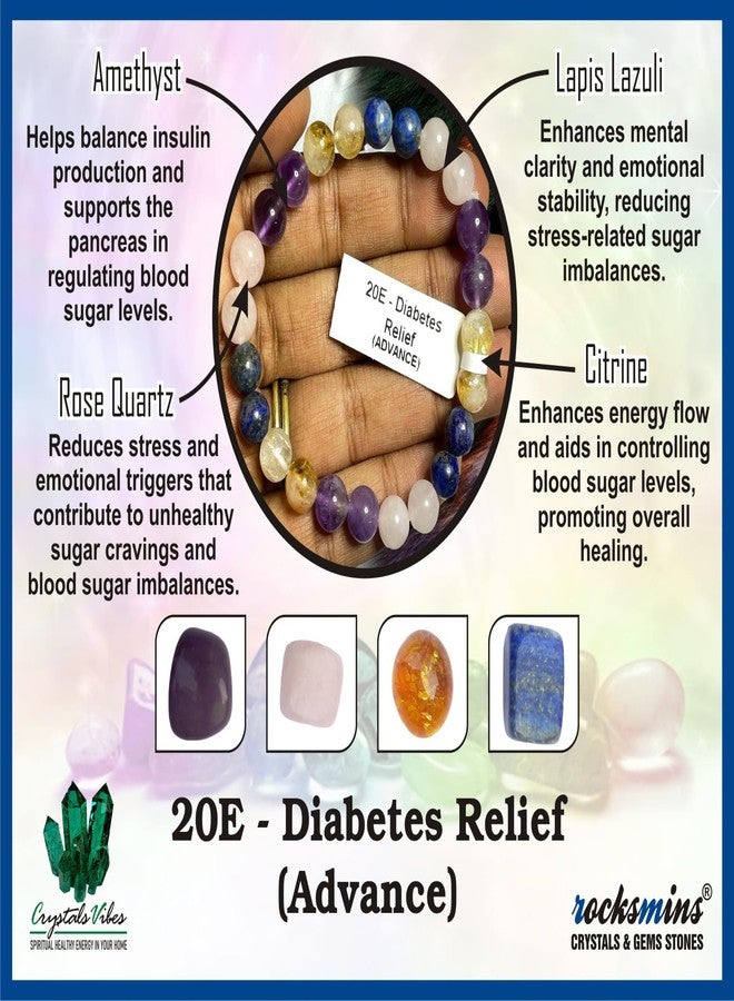 rocksmins 20E-Diabetes Advance Bracelet with Selenite Plate | Remedies Support Crystal Bracelet with Smooth Beads | Balance, Calm Energy & Mindful Wellness Accessory for Everyday Wear & Gifting - Image 3
