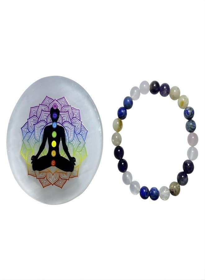 rocksmins 20E-Diabetes Advance Bracelet with Selenite Plate | Remedies Support Crystal Bracelet with Smooth Beads | Balance, Calm Energy & Mindful Wellness Accessory for Everyday Wear & Gifting - Image 1