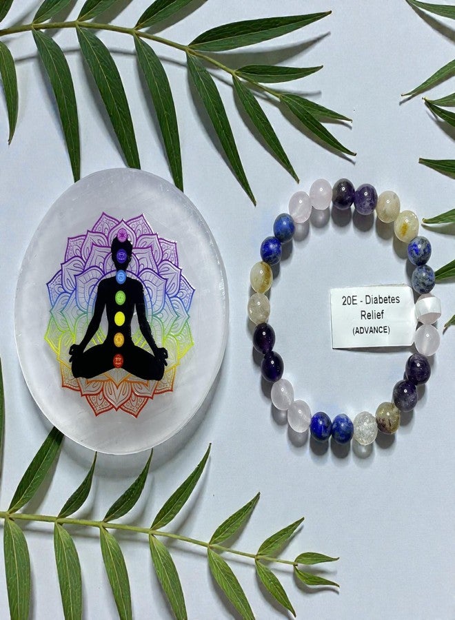 rocksmins 20E-Diabetes Advance Bracelet with Selenite Plate | Remedies Support Crystal Bracelet with Smooth Beads | Balance, Calm Energy & Mindful Wellness Accessory for Everyday Wear & Gifting - Image 4