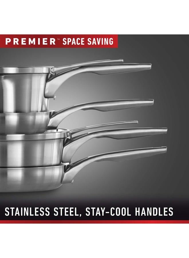 Calphalon أواني ومقالي ستانلس ستيل موفرة للمساحة، مجموعة أواني طهي مكونة من 10 قطع - Image 5