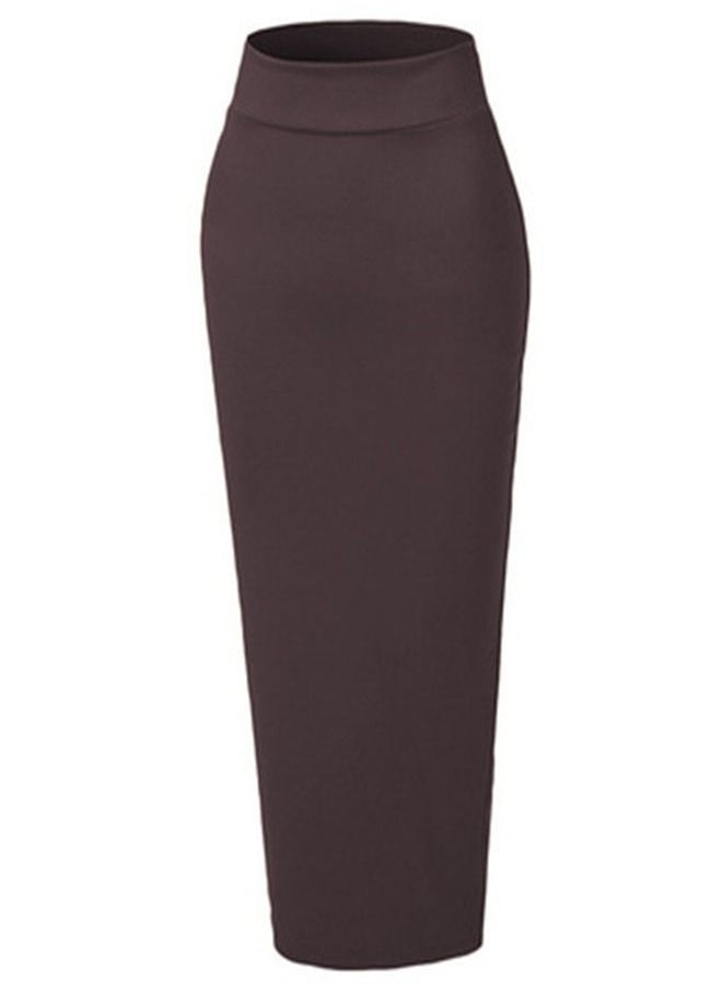 Loquat High Waist Tight Solid Color Skirt RED Brown  - Image 1