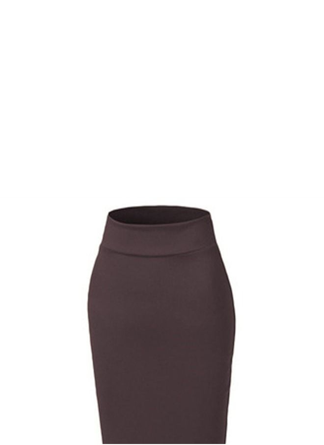 Loquat High Waist Tight Solid Color Skirt RED Brown  - Image 2