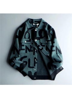 Mens Casual Printed Jacket Autumn-Winter Blue