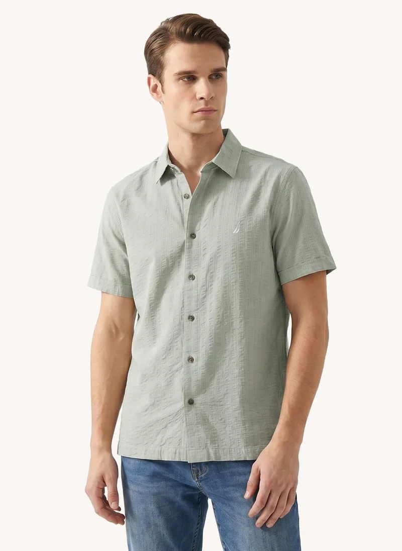 Men Regular Fit Knitted Shirt for Relaxed Styling - Light Green