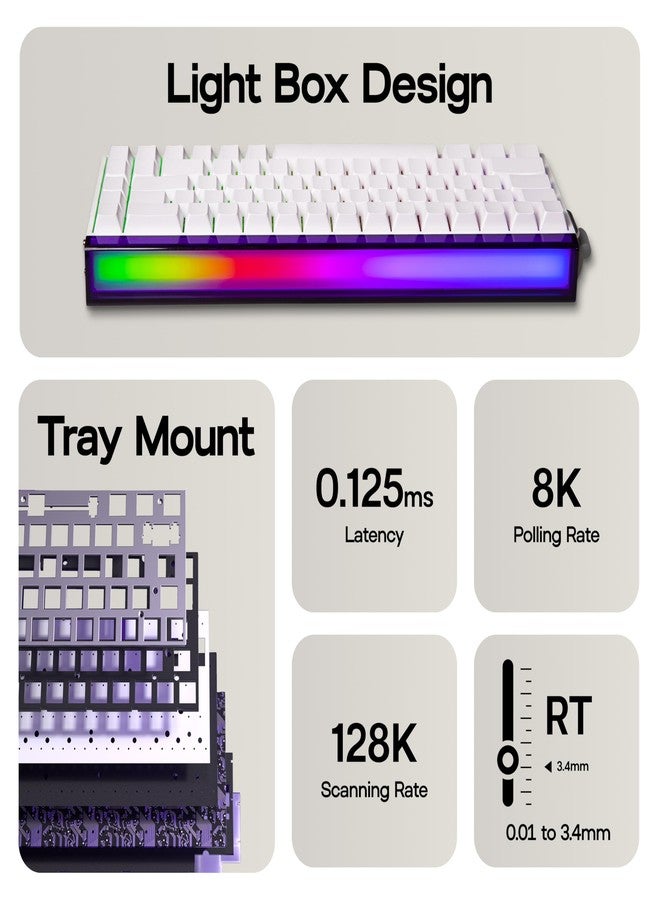 MechLands Aula Hero68 HE Wired Magnetic Gaming Keyboard, Rapid Hall Effect Keyboard with 0.01mm Adjustable Actuation, 8kHz Polling, 5-Layer Sound Dampening, RGB Lightbox & Backlit (White) - Image 3